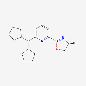 molecular formula C20H28N2O B8246376 (R)-2-(6-(Dicyclopentylmethyl)pyridin-2-yl)-4-methyl-4,5-dihydrooxazole 