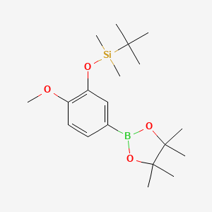 molecular formula C19H33BO4Si B8246419 Tert-butyl(2-methoxy-5-(4,4,5,5-tetramethyl-1,3,2-dioxaborolan-2-YL)phenoxy)dimethylsilane 