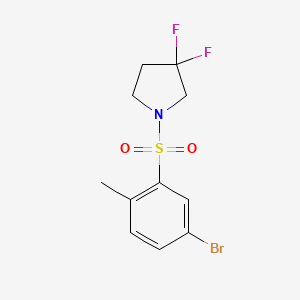 molecular formula C11H12BrF2NO2S B8246458 1-((5-Bromo-2-methylphenyl)sulfonyl)-3,3-difluoropyrrolidine 