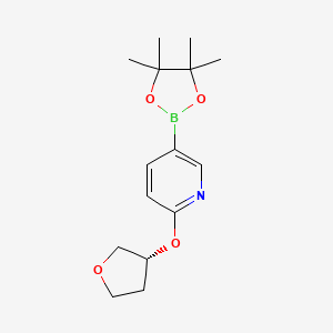 molecular formula C15H22BNO4 B8246460 (R)-2-((Tetrahydrofuran-3-yl)oxy)-5-(4,4,5,5-tetramethyl-1,3,2-dioxaborolan-2-yl)pyridine 