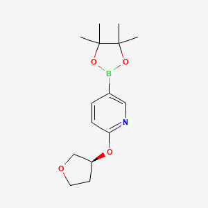 molecular formula C15H22BNO4 B8246461 (S)-2-((Tetrahydrofuran-3-yl)oxy)-5-(4,4,5,5-tetramethyl-1,3,2-dioxaborolan-2-yl)pyridine 