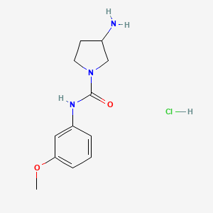 molecular formula C12H18ClN3O2 B8246472 3-Amino-N-(3-methoxyphenyl)pyrrolidine-1-carboxamide hydrochloride 