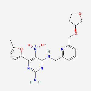 molecular formula C20H22N6O5 B8246503 (S)-6-(5-Methylfuran-2-yl)-5-nitro-N4-((6-(((tetrahydrofuran-3-yl)oxy)methyl)pyridin-2-yl)methyl)pyrimidine-2,4-diamine 