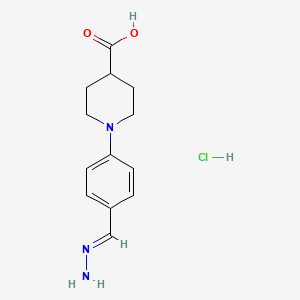molecular formula C13H18ClN3O2 B8246520 4-Piperidinecarboxylic acid, 1-[4-(aminoiminomethyl)phenyl]-, hydrochloride (1:1) 