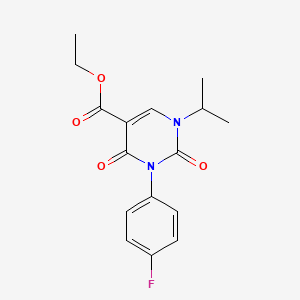 molecular formula C16H17FN2O4 B8246615 3-(4-Fluorophenyl)-1-isopropyl-2,4-dioxo-1,2,3,4-tetrahydropyrimidine-5-carboxylic acid ethyl ester CAS No. 1437323-27-7