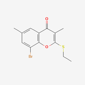 molecular formula C13H13BrO2S B8246637 8-Bromo-2-ethylsulfanyl-3,6-dimethyl-chromen-4-one 