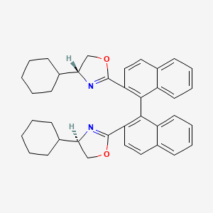 molecular formula C38H40N2O2 B8246665 (R)-2,2'-Bis((R)-4-cyclohexyl-4,5-dihydrooxazol-2-yl)-1,1'-binaphthalene 