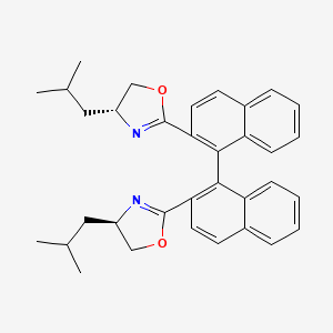 molecular formula C34H36N2O2 B8246682 (R)-2,2'-Bis((R)-4-isobutyl-4,5-dihydrooxazol-2-yl)-1,1'-binaphthalene 