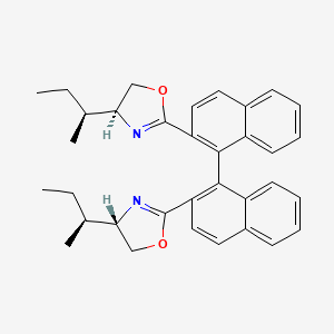 molecular formula C34H36N2O2 B8246700 (R)-2,2'-Bis((S)-4-((S)-sec-butyl)-4,5-dihydrooxazol-2-yl)-1,1'-binaphthalene 