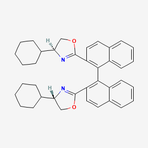 molecular formula C38H40N2O2 B8246740 (R)-2,2'-Bis((S)-4-cyclohexyl-4,5-dihydrooxazol-2-yl)-1,1'-binaphthalene 