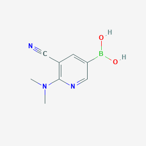 molecular formula C8H10BN3O2 B8246760 (5-Cyano-6-(dimethylamino)pyridin-3-yl)boronic acid 