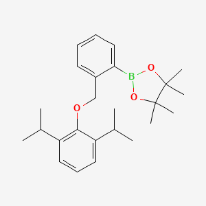 molecular formula C25H35BO3 B8246804 2-(2-((2,6-Diisopropylphenoxy)methyl)phenyl)-4,4,5,5-tetramethyl-1,3,2-dioxaborolane 