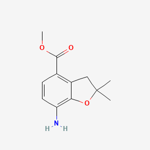 molecular formula C12H15NO3 B8246855 methyl 7-amino-2,2-dimethyl-3H-benzofuran-4-carboxylate 
