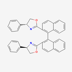 molecular formula C38H28N2O2 B8246908 2,2'-Bis[[(R)-4,5-dihydro-4-phenyloxazol]-2-yl]-1,1'-binaphthalene 