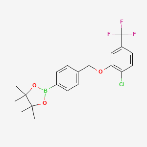molecular formula C20H21BClF3O3 B8246923 2-(4-((2-Chloro-5-(trifluoromethyl)phenoxy)methyl)phenyl)-4,4,5,5-tetramethyl-1,3,2-dioxaborolane 