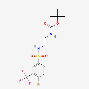 molecular formula C14H18BrF3N2O4S B8247137 tert-Butyl (2-(4-bromo-3-(trifluoromethyl)phenylsulfonamido)ethyl)carbamate 