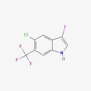 molecular formula C9H4ClF3IN B8247248 5-chloro-3-iodo-6-(trifluoromethyl)-1H-indole 