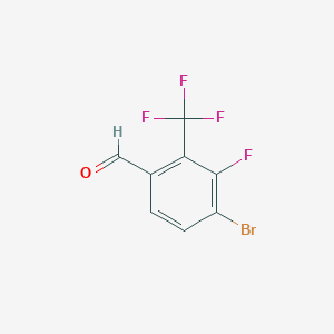 molecular formula C8H3BrF4O B8247256 4-Bromo-3-fluoro-2-(trifluoromethyl)benzaldehyde 