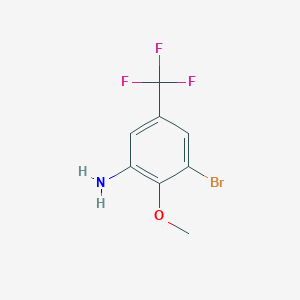 molecular formula C8H7BrF3NO B8247284 3-Bromo-2-methoxy-5-(trifluoromethyl)aniline 