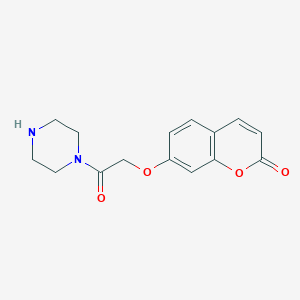 molecular formula C15H16N2O4 B8247373 7-(2-Oxo-2-piperazin-1-ylethoxy)chromen-2-one 