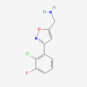 molecular formula C10H8ClFN2O B8247407 [3-(2-Chloro-3-fluorophenyl)-1,2-oxazol-5-yl]methanamine 