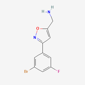 molecular formula C10H8BrFN2O B8247431 [3-(3-Bromo-5-fluorophenyl)-1,2-oxazol-5-yl]methanamine 