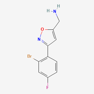 molecular formula C10H8BrFN2O B8247436 [3-(2-Bromo-4-fluorophenyl)-1,2-oxazol-5-yl]methanamine 