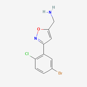 molecular formula C10H8BrClN2O B8247449 [3-(5-Bromo-2-chlorophenyl)-1,2-oxazol-5-yl]methanamine 