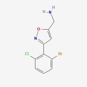 molecular formula C10H8BrClN2O B8247454 [3-(2-Bromo-6-chlorophenyl)-1,2-oxazol-5-yl]methanamine 