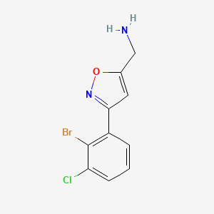 molecular formula C10H8BrClN2O B8247460 [3-(2-Bromo-3-chlorophenyl)-1,2-oxazol-5-yl]methanamine 