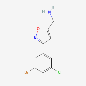 molecular formula C10H8BrClN2O B8247470 [3-(3-Bromo-5-chlorophenyl)-1,2-oxazol-5-yl]methanamine 