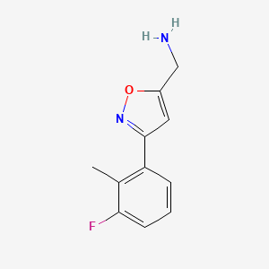 molecular formula C11H11FN2O B8247506 [3-(3-Fluoro-2-methylphenyl)-1,2-oxazol-5-yl]methanamine 