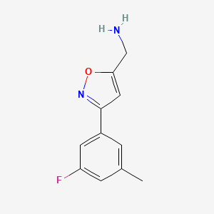 molecular formula C11H11FN2O B8247508 [3-(3-Fluoro-5-methylphenyl)-1,2-oxazol-5-yl]methanamine 