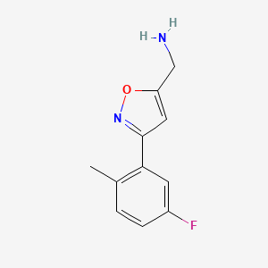 molecular formula C11H11FN2O B8247512 [3-(5-Fluoro-2-methylphenyl)-1,2-oxazol-5-yl]methanamine 