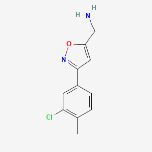 molecular formula C11H11ClN2O B8247532 [3-(3-Chloro-4-methylphenyl)-1,2-oxazol-5-yl]methanamine 