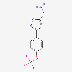 molecular formula C11H9F3N2O2 B8247534 [3-[4-(Trifluoromethoxy)phenyl]-1,2-oxazol-5-yl]methanamine 