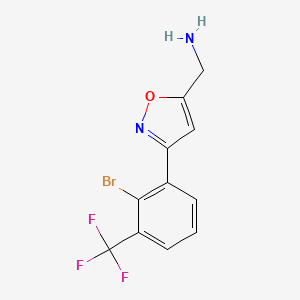 molecular formula C11H8BrF3N2O B8247542 [3-[2-Bromo-3-(trifluoromethyl)phenyl]-1,2-oxazol-5-yl]methanamine 