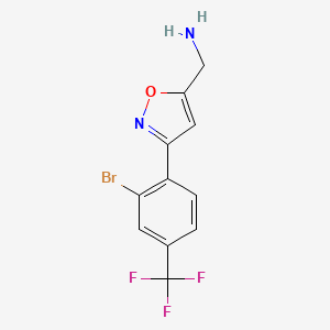 molecular formula C11H8BrF3N2O B8247543 [3-[2-Bromo-4-(trifluoromethyl)phenyl]-1,2-oxazol-5-yl]methanamine 