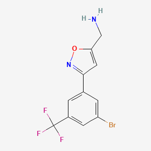 molecular formula C11H8BrF3N2O B8247558 [3-[3-Bromo-5-(trifluoromethyl)phenyl]-1,2-oxazol-5-yl]methanamine 