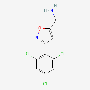molecular formula C10H7Cl3N2O B8247575 [3-(2,4,6-Trichlorophenyl)-1,2-oxazol-5-yl]methanamine 
