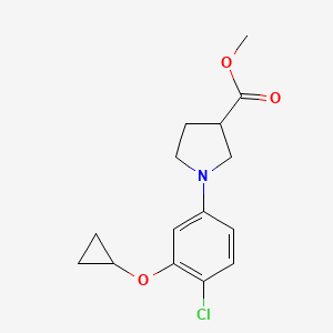 molecular formula C15H18ClNO3 B8247606 Methyl 1-(4-chloro-3-cyclopropyloxyphenyl)pyrrolidine-3-carboxylate 
