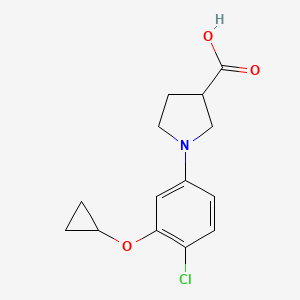 molecular formula C14H16ClNO3 B8247612 1-(4-Chloro-3-cyclopropyloxyphenyl)pyrrolidine-3-carboxylic acid 