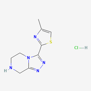 molecular formula C9H12ClN5S B8247639 4-Methyl-2-(5,6,7,8-tetrahydro-[1,2,4]triazolo[4,3-a]pyrazin-3-yl)-1,3-thiazole;hydrochloride 