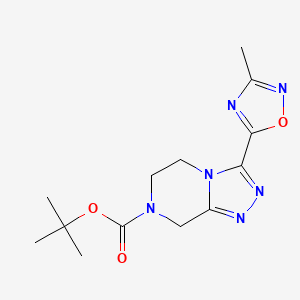 molecular formula C13H18N6O3 B8247656 tert-butyl 3-(3-methyl-1,2,4-oxadiazol-5-yl)-6,8-dihydro-5H-[1,2,4]triazolo[4,3-a]pyrazine-7-carboxylate 