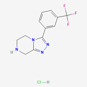 molecular formula C12H12ClF3N4 B8247685 3-[3-(Trifluoromethyl)phenyl]-5,6,7,8-tetrahydro-[1,2,4]triazolo[4,3-a]pyrazine;hydrochloride 