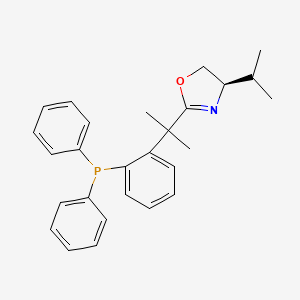 molecular formula C27H30NOP B8247867 (R)-2-(2-(2-(Diphenylphosphino)phenyl)propan-2-yl)-4-isopropyl-4,5-dihydrooxazole 