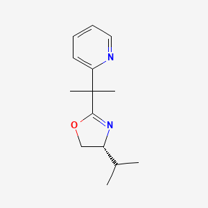 molecular formula C14H20N2O B8247962 (R)-4-Isopropyl-2-(2-(pyridin-2-yl)propan-2-yl)-4,5-dihydrooxazole 