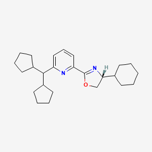 molecular formula C25H36N2O B8247972 (R)-4-Cyclohexyl-2-(6-(dicyclopentylmethyl)pyridin-2-yl)-4,5-dihydrooxazole 