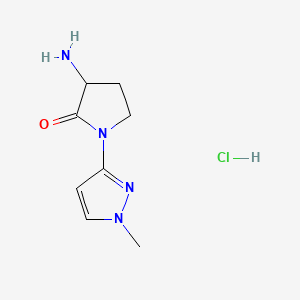 molecular formula C8H13ClN4O B8248059 3-Amino-1-(1-methyl-1H-pyrazol-3-yl)pyrrolidin-2-one hydrochloride 