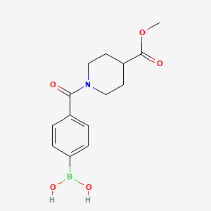 molecular formula C14H18BNO5 B8248087 (4-(4-(Methoxycarbonyl)piperidine-1-carbonyl)phenyl)boronic acid 